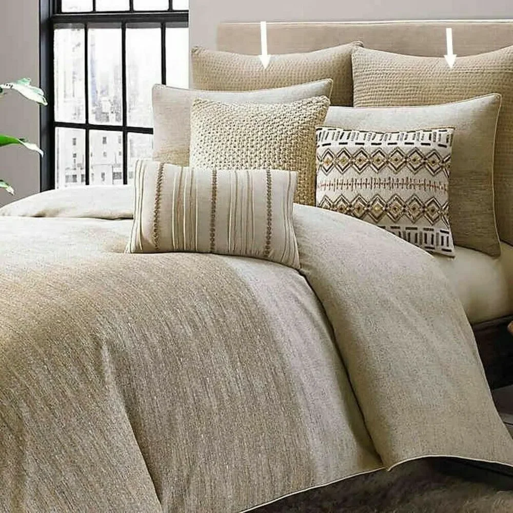 Kas Room Amara Euro Pillow Sham Shams European Light Gold Beige Dorm Set of 2